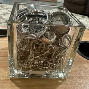 Glass Jewelry Organizer with Silver Accents